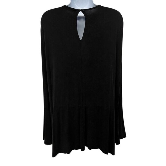 Crochet Lace Sheer Mesh Long Sleeve Swing Tunic Blouse Top Black - Picture 2 of 6